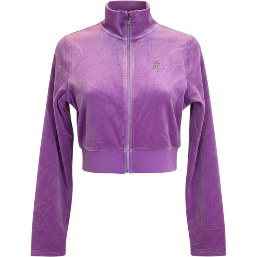 Juicy Couture Velour Cropped Track Jacket Lollipop Purple Logo Medium NWT